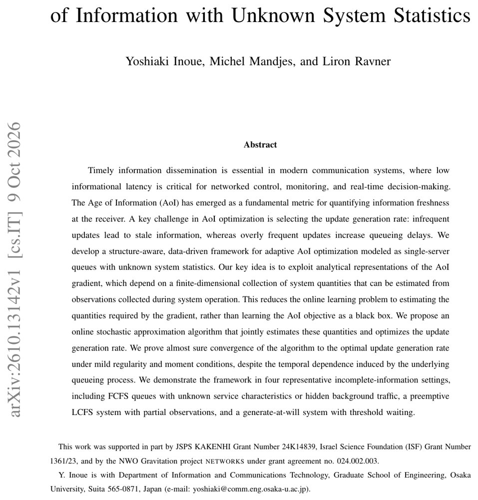 Structure-Aware Online Optimization of the Age of Information with Unknown System Statistics Figure 1