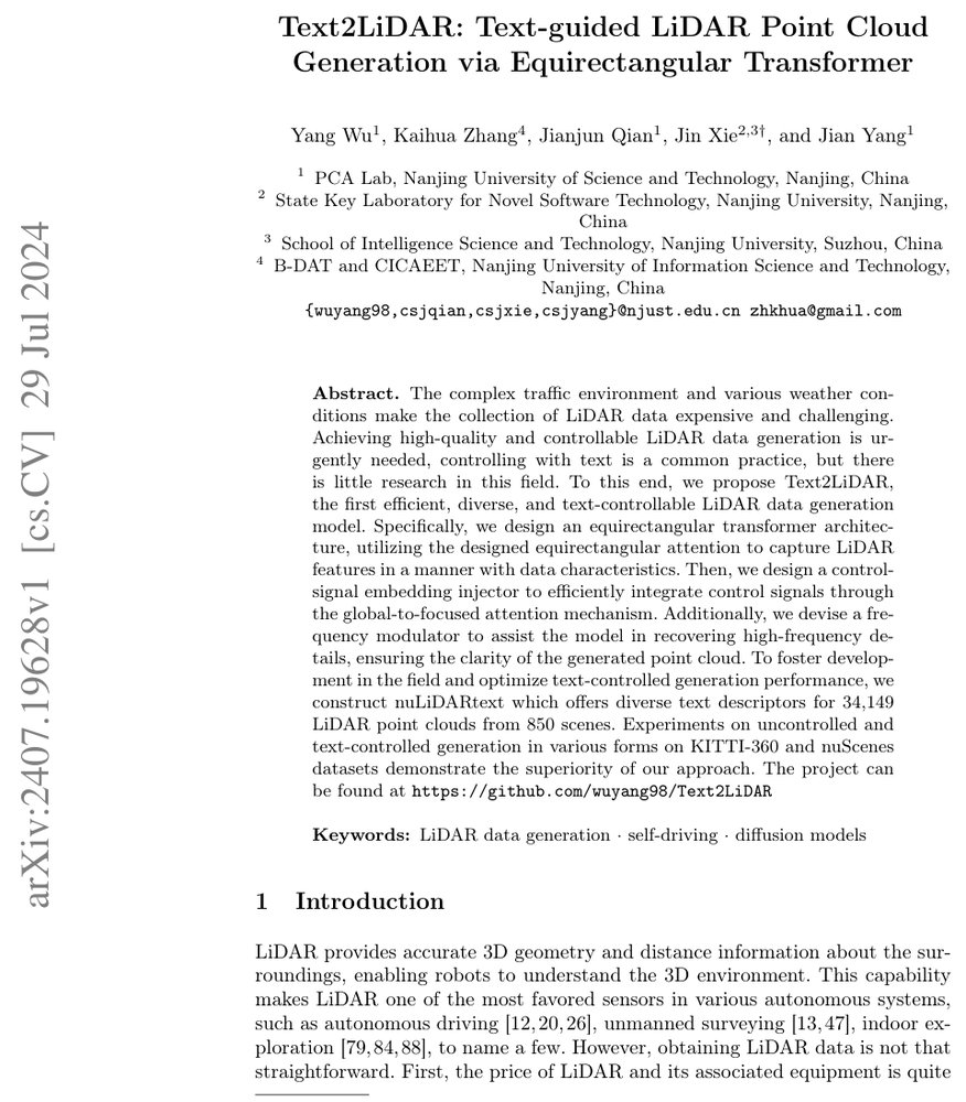 Text2LiDAR: Text-Guided LiDAR Point Cloud Generation via Equirectangular Transformer Figure 1