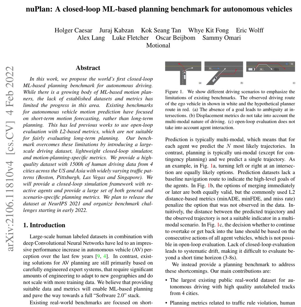 nuPlan: A Closed-Loop ML-Based Planning Benchmark for Autonomous Vehicles Figure 1