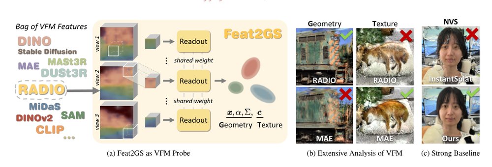 Feat2GS: Probing Visual Foundation Models with Gaussian Splatting Figure 1
