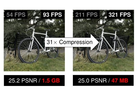 Compressed 3D Gaussian Splatting for Accelerated Novel View Synthesis Figure 1