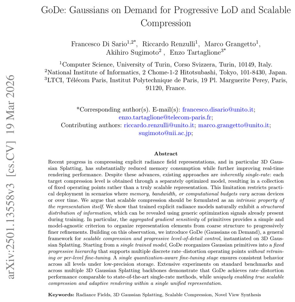 GoDe: Gaussians on Demand for Progressive Level of Detail and Scalable Compression Figure 1