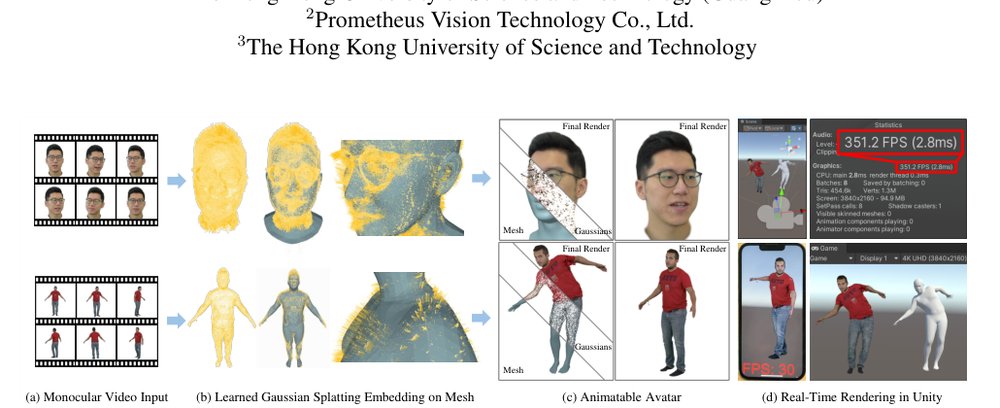 SplattingAvatar: Realistic Real-Time Human Avatars with Mesh-Embedded Gaussian Splatting Figure 1