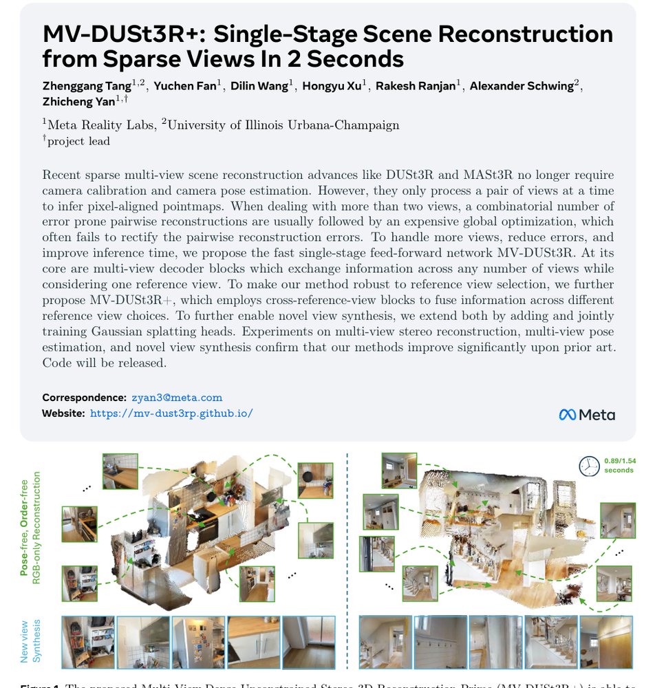 MV-DUSt3R+: Single-Stage Scene Reconstruction from Sparse Views In 2 Seconds Figure 1