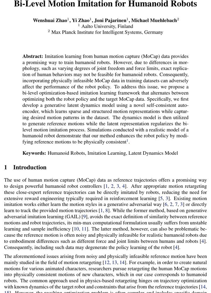 Bi-Level Motion Imitation for Humanoid Robots Figure 1