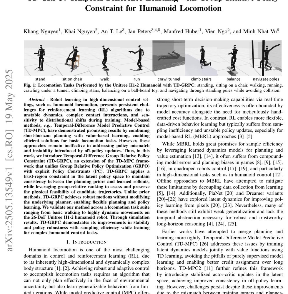 TD-GRPC: Temporal Difference Learning with Group Relative Policy Constraint for Humanoid Locomotion Figure 1