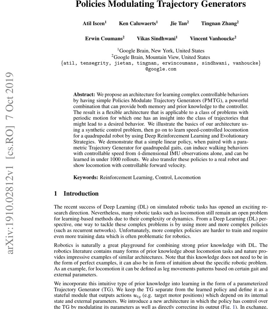 Policies Modulating Trajectory Generators Figure 1