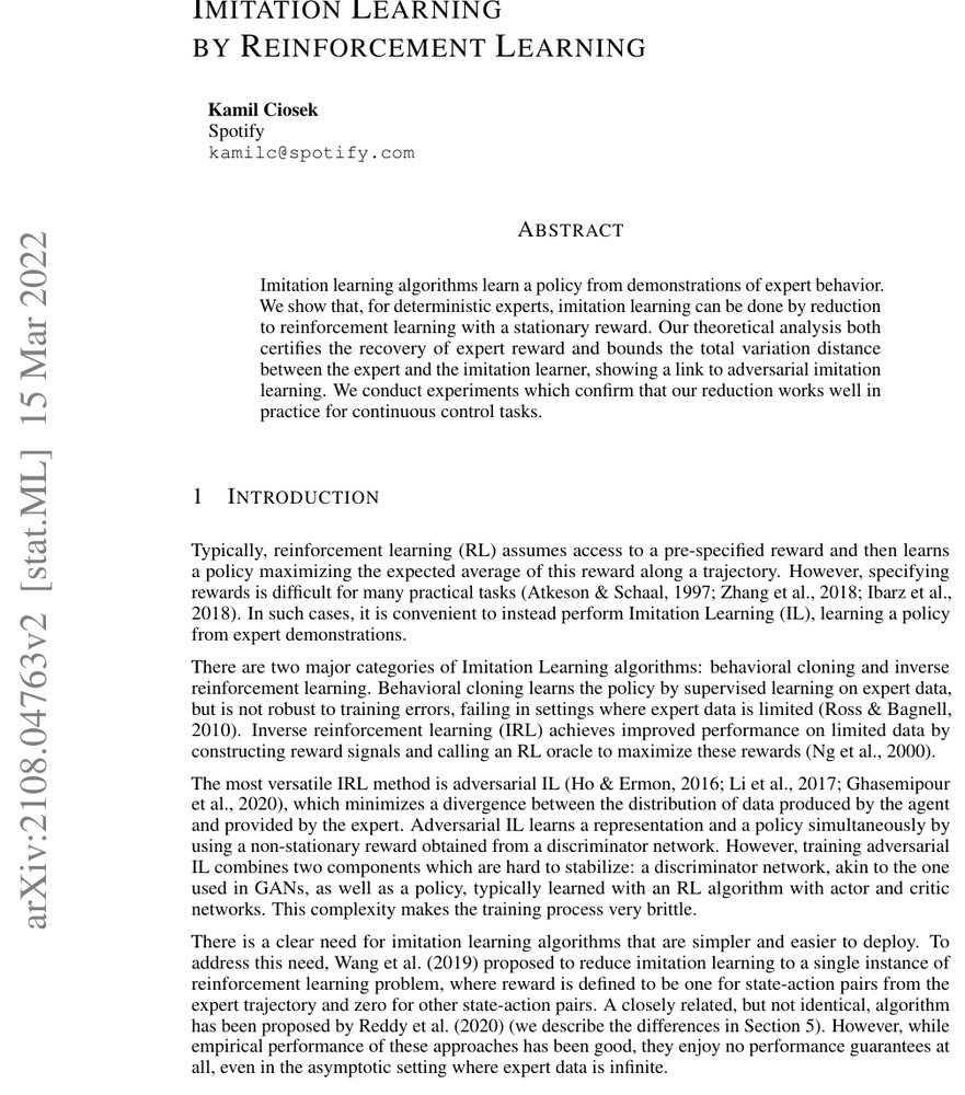 Imitation Learning by Reinforcement Learning Figure 1