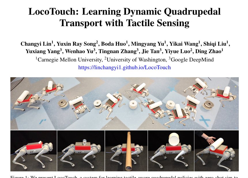 LocoTouch: Learning Dexterous Quadrupedal Transport with Tactile Sensing Figure 1