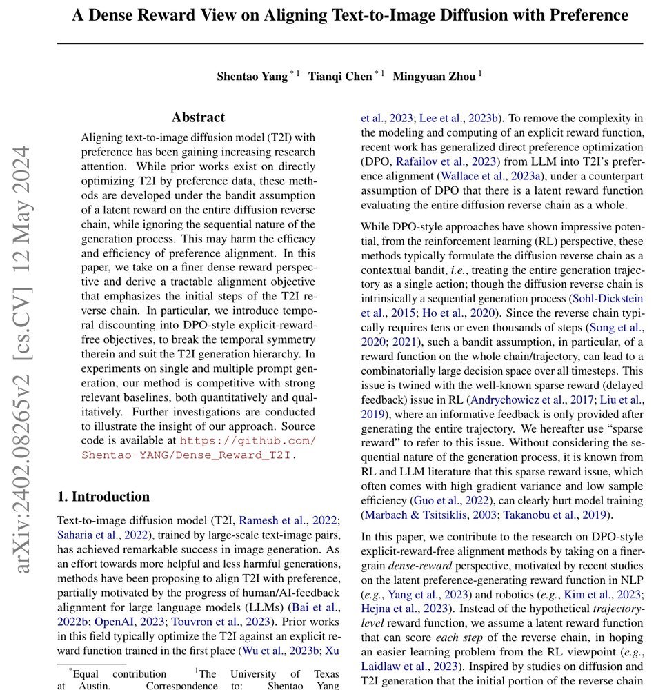 A Dense Reward View on Aligning Text-to-Image Diffusion with Preference Figure 1