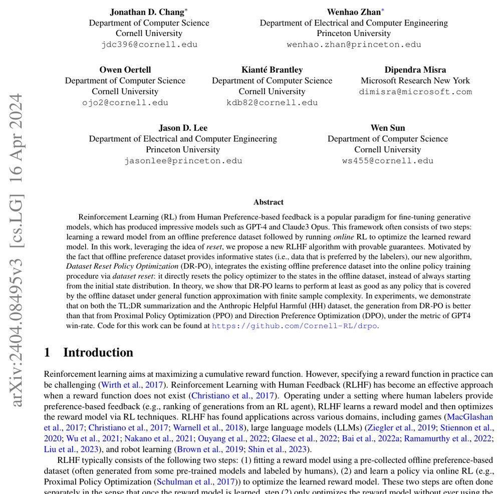 Dataset Reset Policy Optimization for RLHF Figure 1