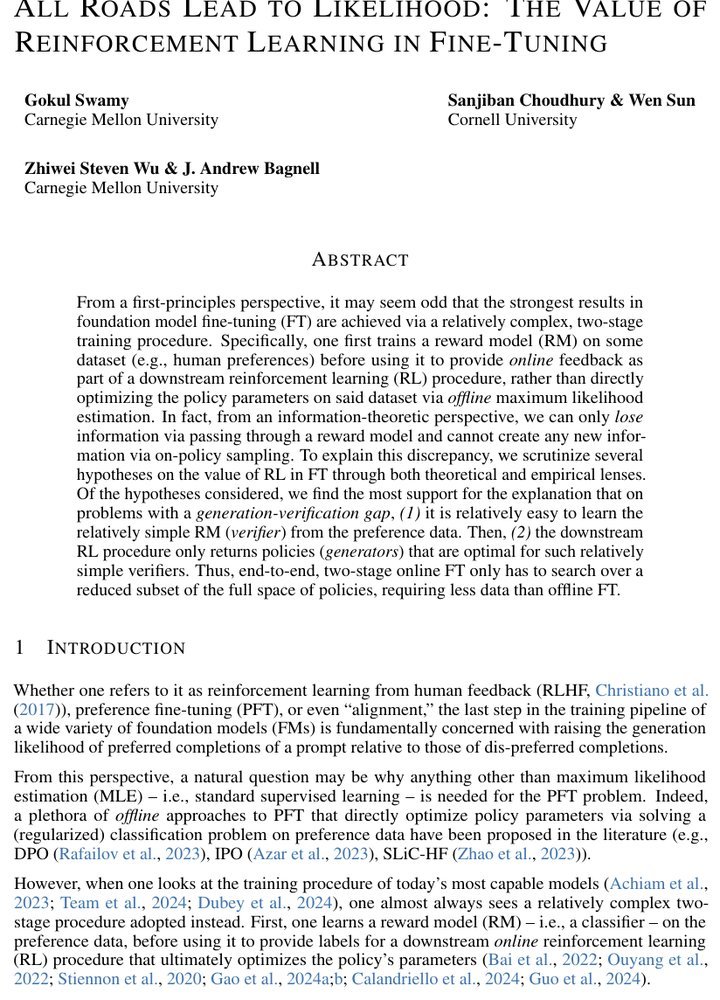 All Roads Lead to Likelihood: The Value of Reinforcement Learning in Fine-Tuning Figure 1