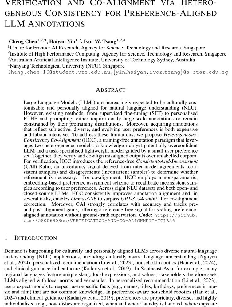 Verification and Co-Alignment via Heterogeneous Consistency for Preference-Aligned LLM Annotations Figure 1