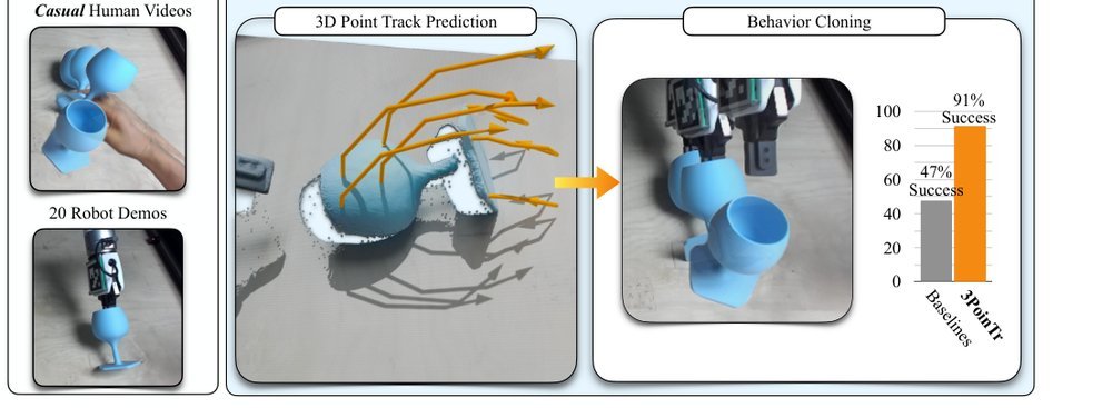 3PoinTr: 3D Point Tracks for Robot Manipulation Pretraining from Casual Videos figure