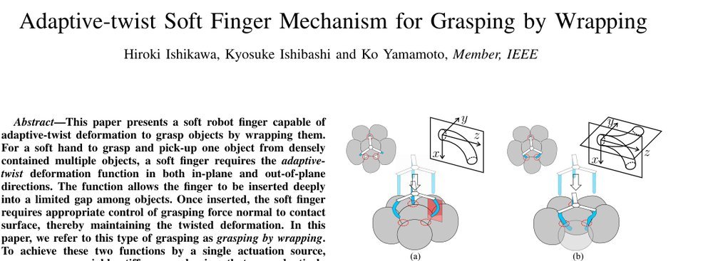 Adaptive-twist Soft Finger Mechanism for Grasping by Wrapping figure