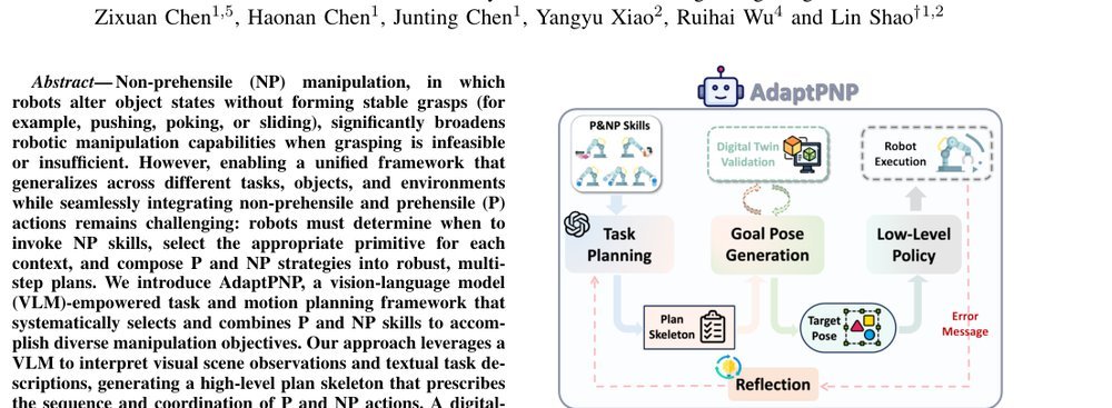 AdaptPNP: Integrating Prehensile and Non-Prehensile Skills for Adaptive Robotic Manipulation figure