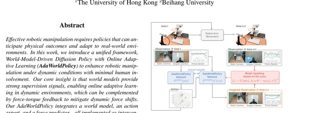 AdaWorldPolicy: World-Model-Driven Diffusion Policy with Online Adaptive Learning for Robotic Manipulation figure