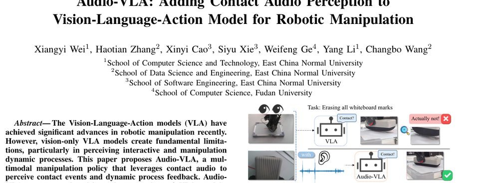 Audio-VLA: Adding Contact Audio Perception to Vision-Language-Action Model for Robotic Manipulation figure