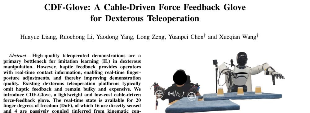 CDF-Glove: A Cable-Driven Force Feedback Glove for Dexterous Teleoperation figure