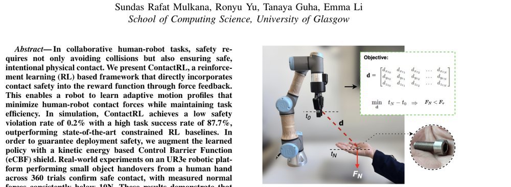 ContactRL: Safe Reinforcement Learning based Motion Planning for Contact based Human Robot Collaboration figure