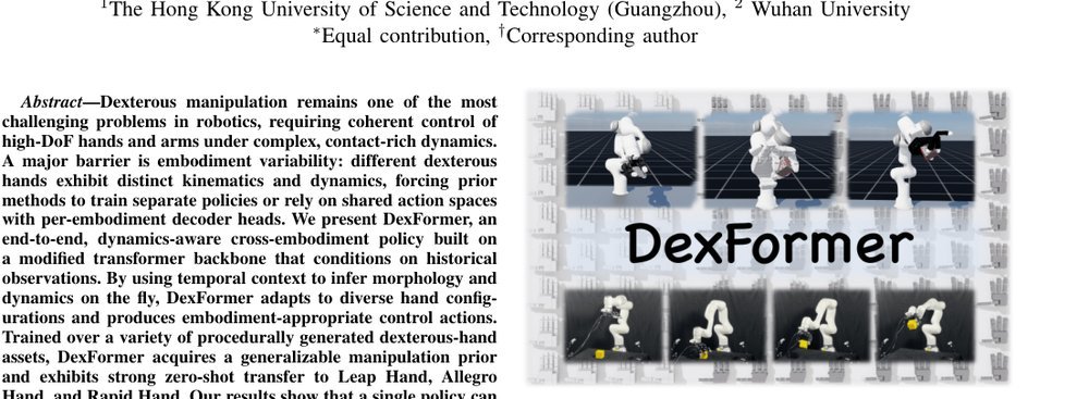 DexFormer: Cross-Embodied Dexterous Manipulation via History-Conditioned Transformer figure