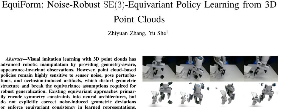 EquiForm: Noise-Robust SE(3)-Equivariant Policy Learning from 3D Point Clouds figure