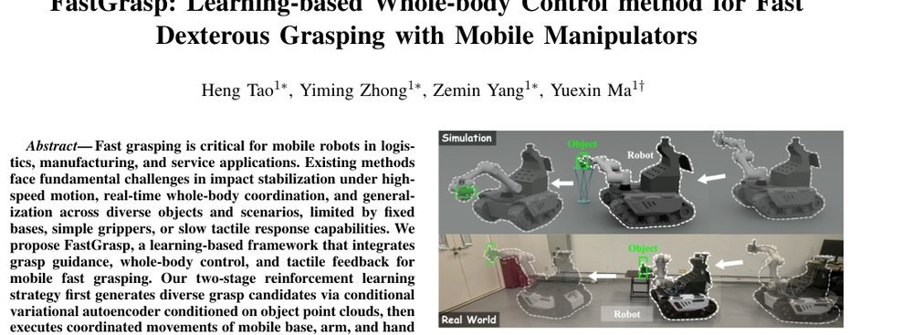 FastGrasp: Learning-based Whole-body Control method for Fast Dexterous Grasping with Mobile Manipulators figure