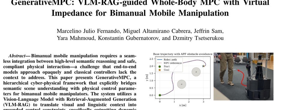 GenerativeMPC: VLM-RAG-guided Whole-Body MPC with Virtual Impedance for Bimanual Mobile Manipulation figure