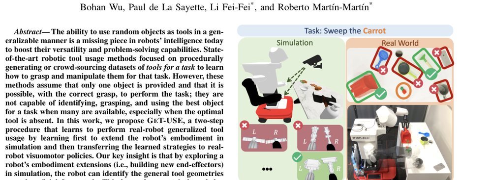 GET-USE: Learning Generalized Tool Usage for Bimanual Mobile Manipulation via Simulated Embodiment Extensions figure