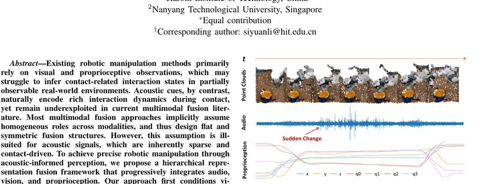 Hierarchical Audio-Visual-Proprioceptive Fusion for Precise Robotic Manipulation figure