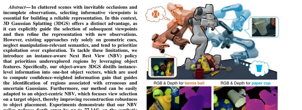 Informative Object-centric Next Best View for Object-aware 3D Gaussian Splatting in Cluttered Scenes figure