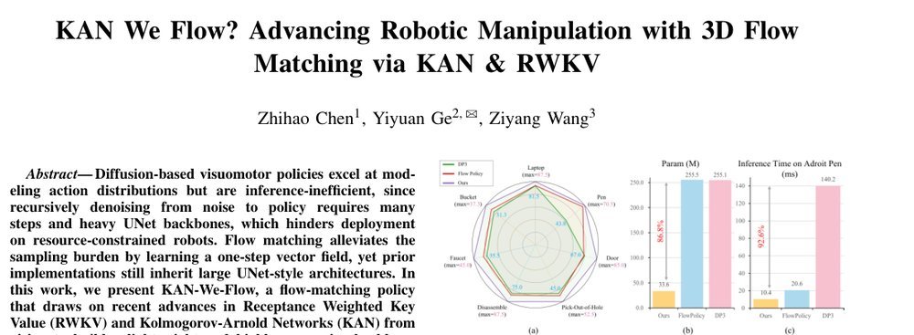 KAN We Flow? Advancing Robotic Manipulation with 3D Flow Matching via KAN & RWKV figure