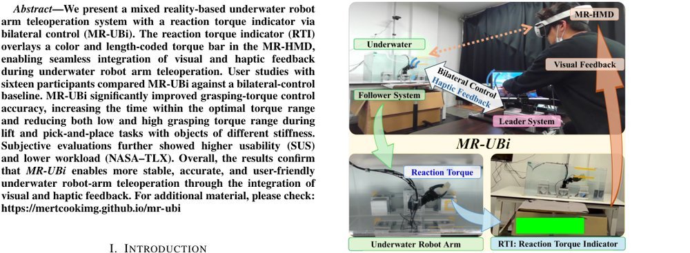 MR-UBi: Mixed Reality-Based Underwater Robot Arm Teleoperation System with Reaction Torque Indicator via Bilateral Contro figure