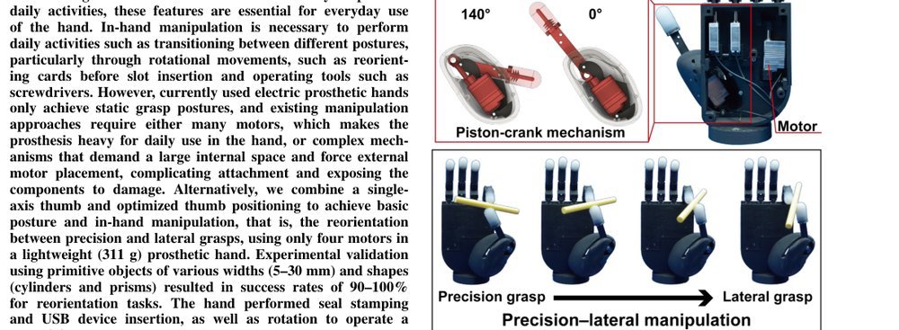 PLEXUS Hand: Lightweight Four-Motor Prosthetic Hand Enabling Precision-Lateral Dexterous Manipulation figure