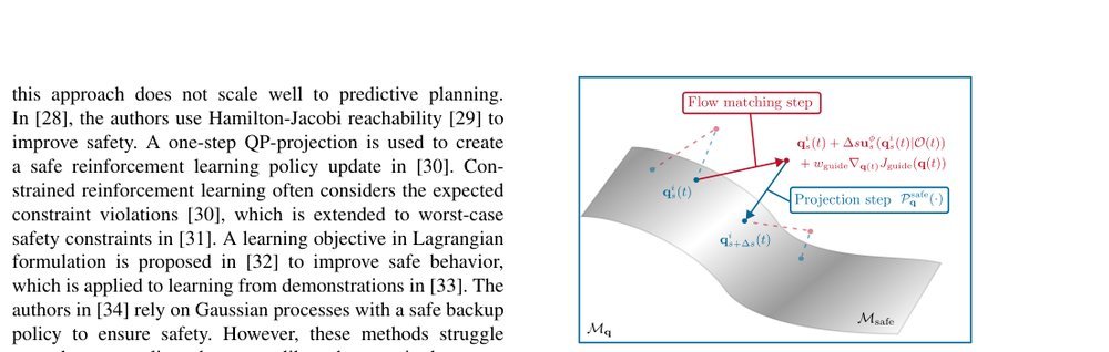 SafeFlowMPC: Predictive and Safe Trajectory Planning for Robot Manipulators with Learning-based Policies figure
