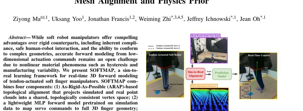 SOFTMAP: Sim2Real Soft Robot Forward Modeling via Topological Mesh Alignment and Physics Prior figure