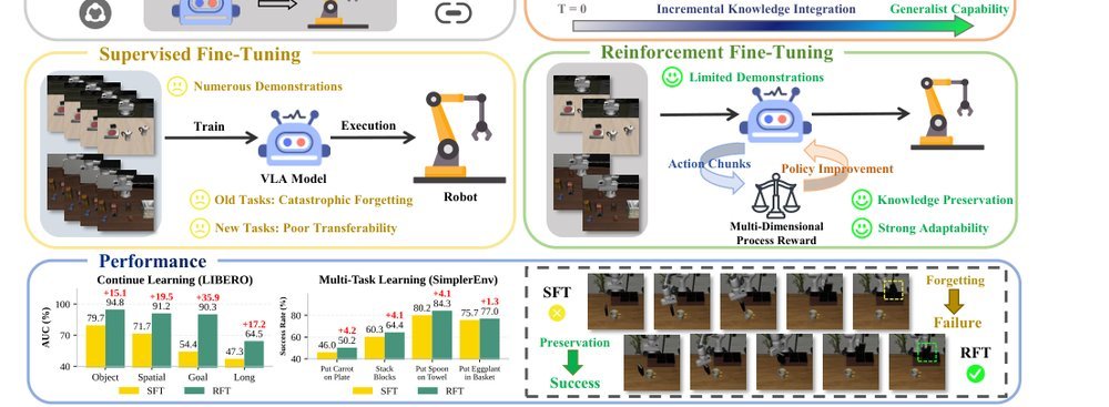 Towards Long-Lived Robots: Continual Learning VLA Models via Reinforcement Fine-Tuning figure