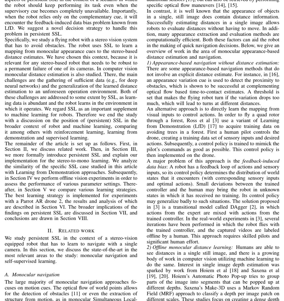 Persistent self-supervised learning principle: from stereo to monocular vision for obstacle avoidance Figure 1