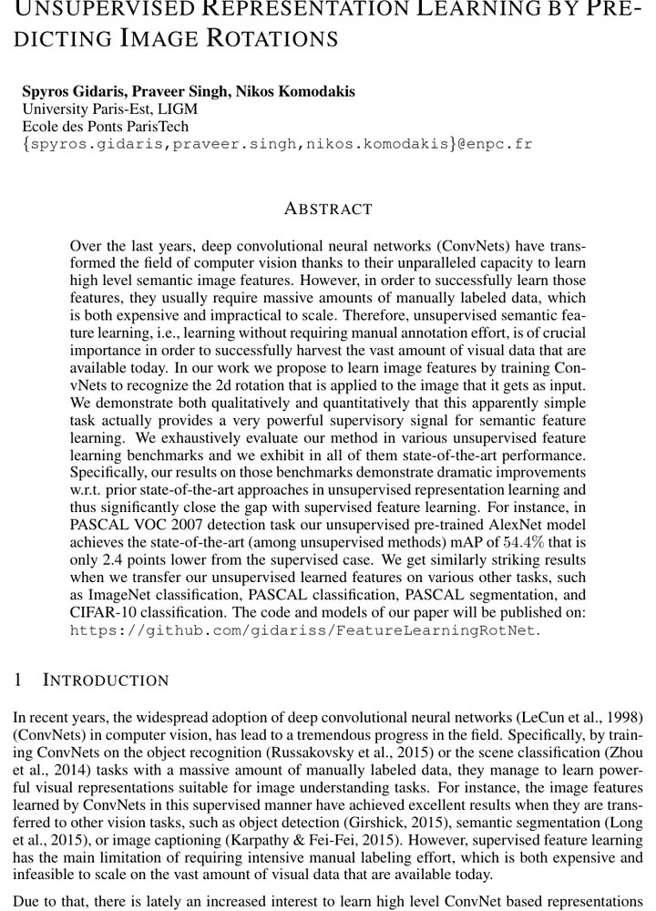 Unsupervised Representation Learning by Predicting Image Rotations Figure 1
