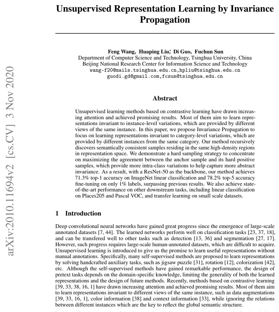 Unsupervised Representation Learning by InvariancePropagation Figure 1