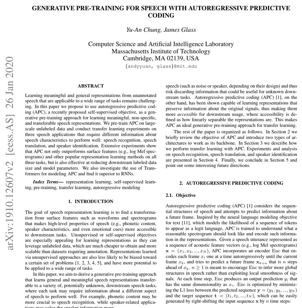Generative Pre-Training for Speech with Autoregressive Predictive Coding Figure 1