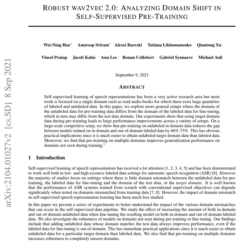 Robust wav2vec 2.0: Analyzing Domain Shift in Self-Supervised Pre-Training Figure 1