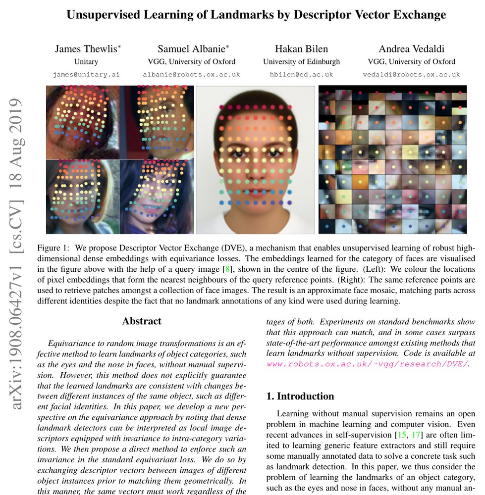Unsupervised Learning of Landmarks by Descriptor Vector Exchange Figure 1