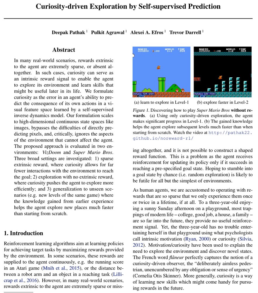 Curiosity-driven Exploration by Self-supervised Prediction Figure 1