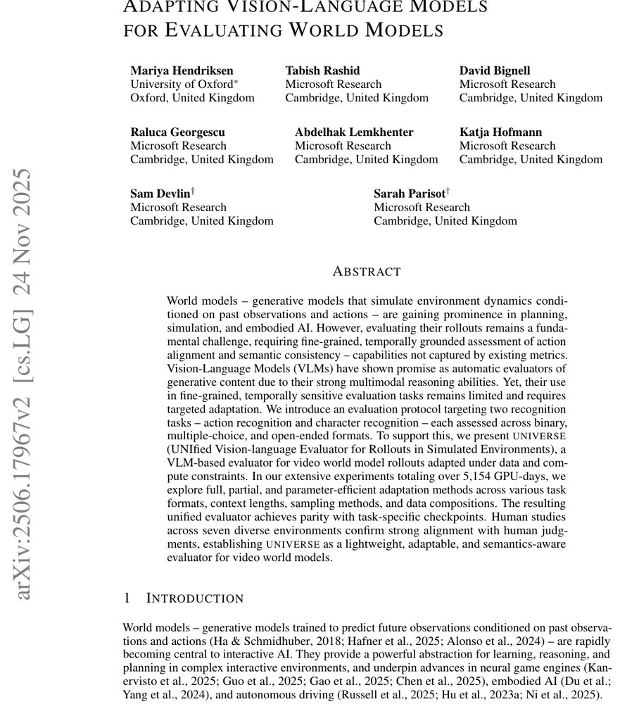 Adapting Vision-Language Models for Evaluating World Models Figure 1