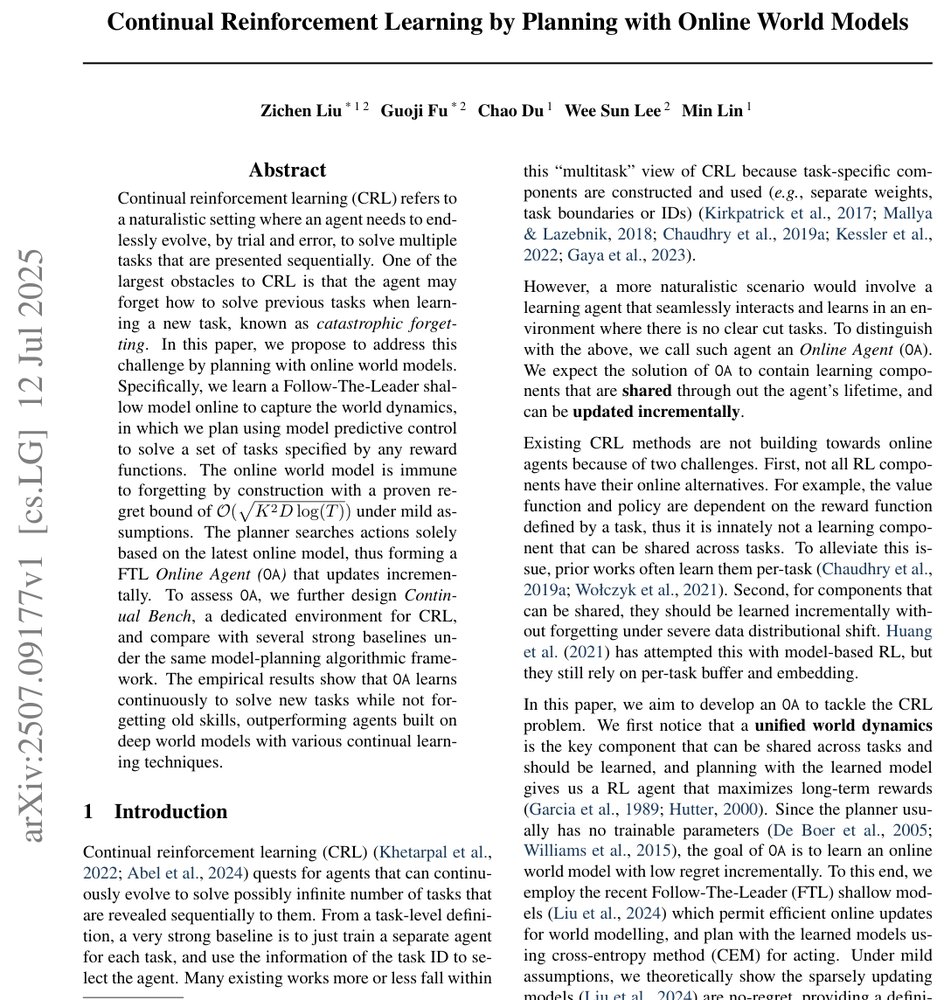 Continual Reinforcement Learning by Planning with Online World Models Figure 1