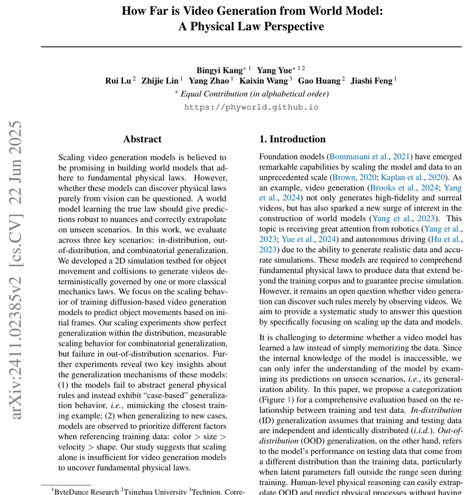 How Far is Video Generation from World Model: A Physical Law Perspective Figure 1
