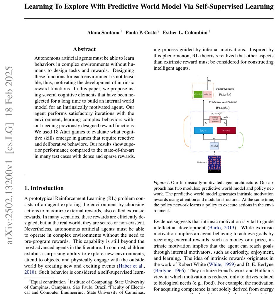 Learning To Explore With Predictive World Model Via Self-Supervised Learning Figure 1