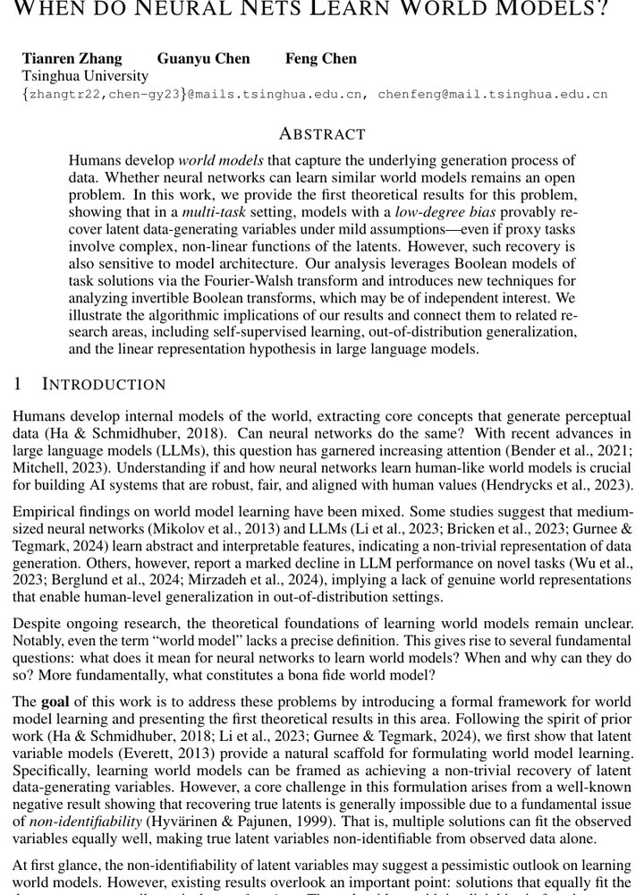 When do neural networks learn world models? Figure 1