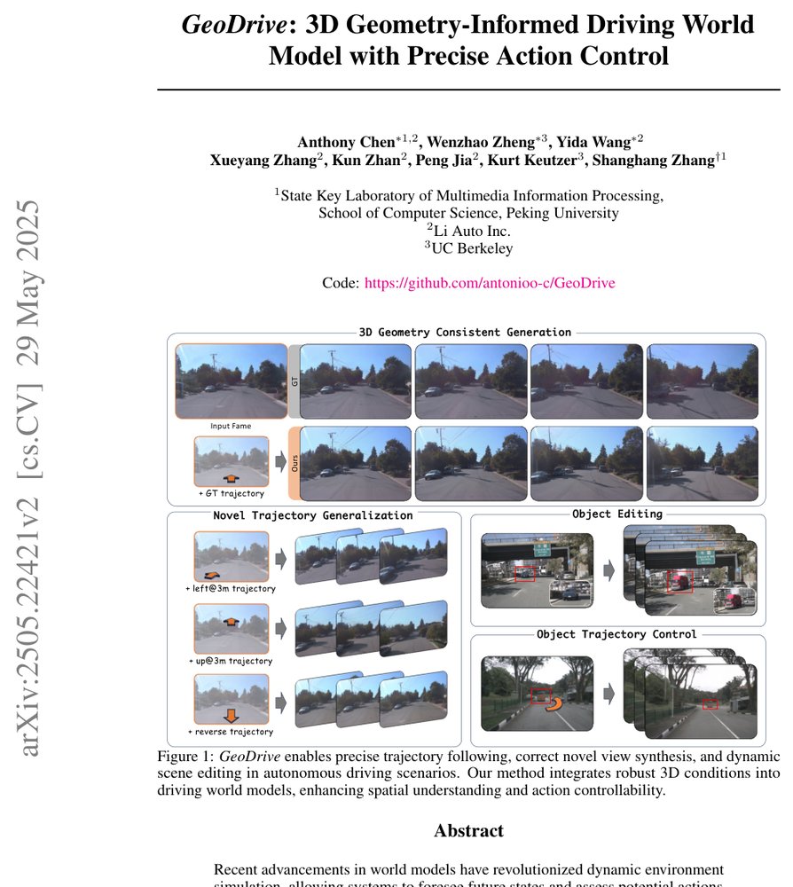 GeoDrive: 3D Geometry-Informed Driving World Model with Precise Action Control Figure 1